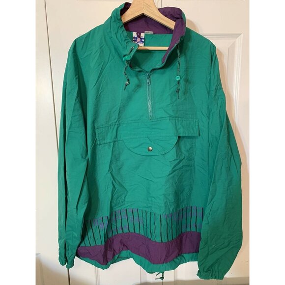 Vtg Pro Spirit Men’s Sz XL‎ Green Anorak Pullover 1/2 Zip Jacket - Picture 1 of 9